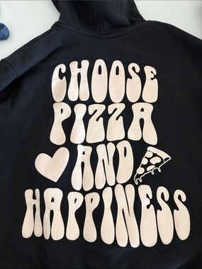 art class Black Hoodie with White Pizza Graphic